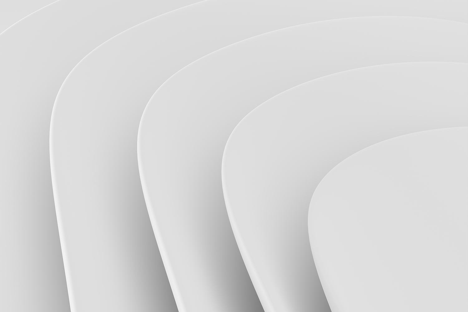 Abstract composition of layered, curved white shapes.