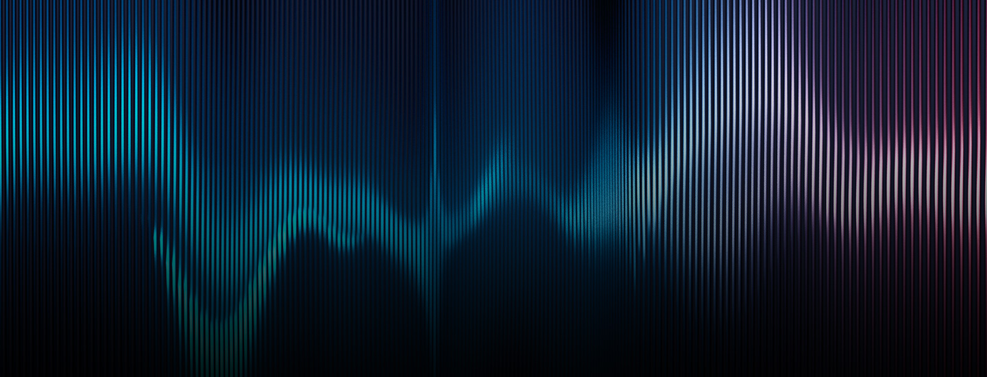 Abstract pattern of vertical lines in varying shades of blue and purple, forming a wave-like visual effect.