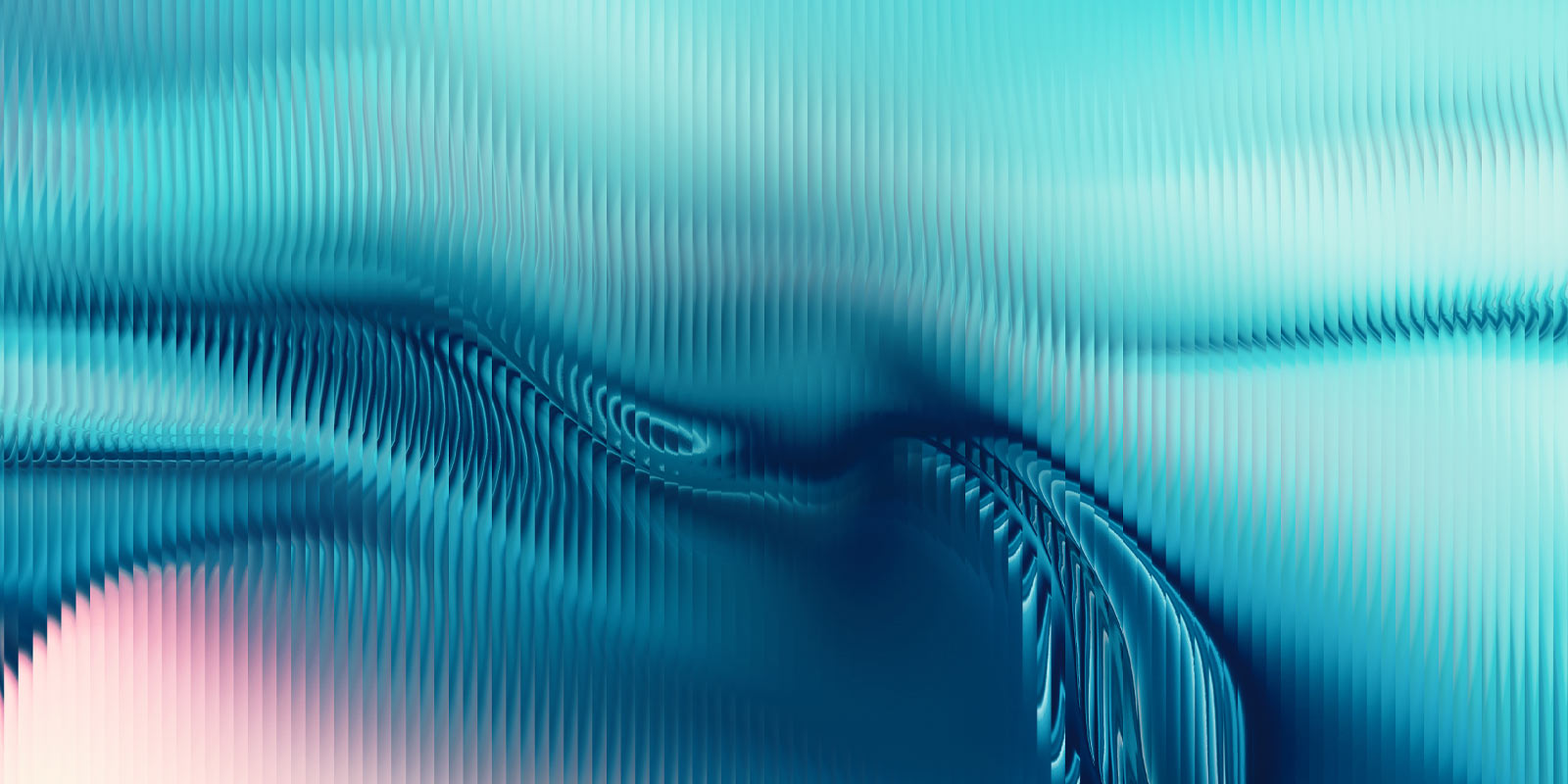 Abstract pattern of wavy ripple-like lines in blue and pink tones, creating a sense of movement and depth.